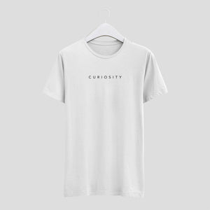 camiseta curiosidad minimal hombre blanca