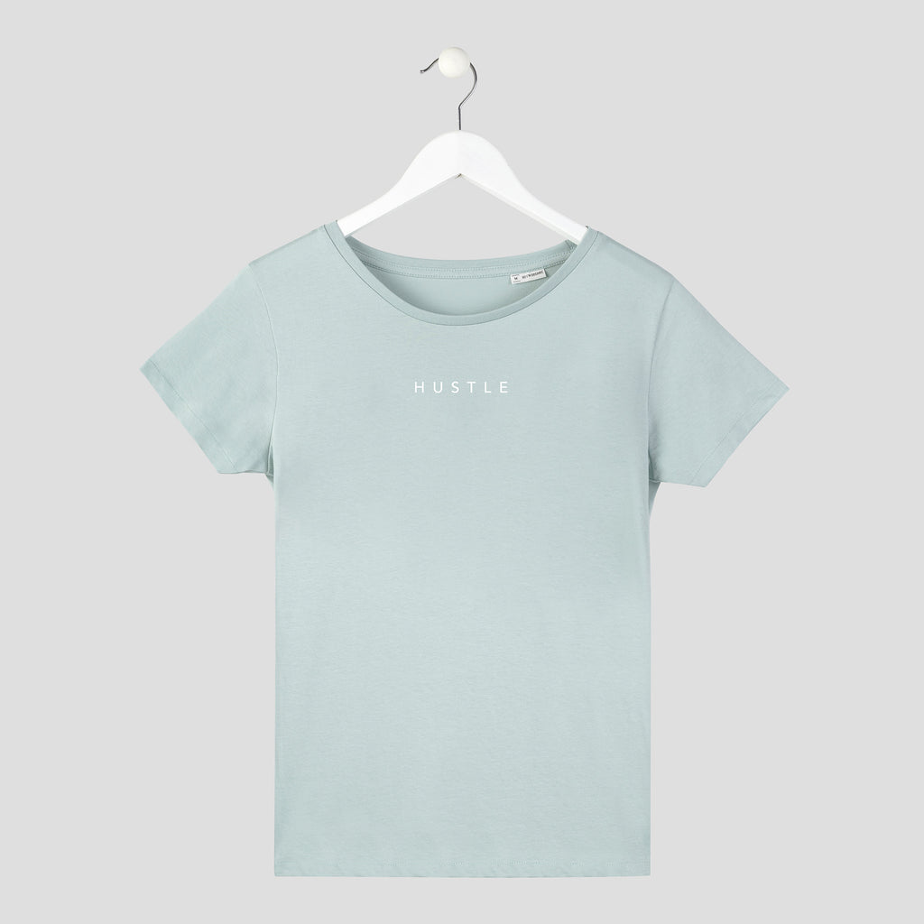 camiseta hustle minimalista letras finas chica verde