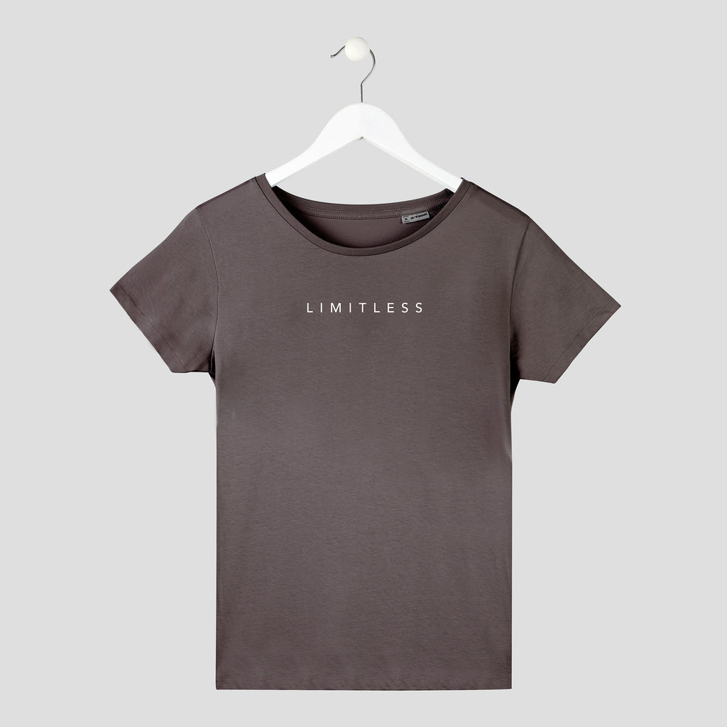 camiseta limitless sin límites minimalista mujer gris