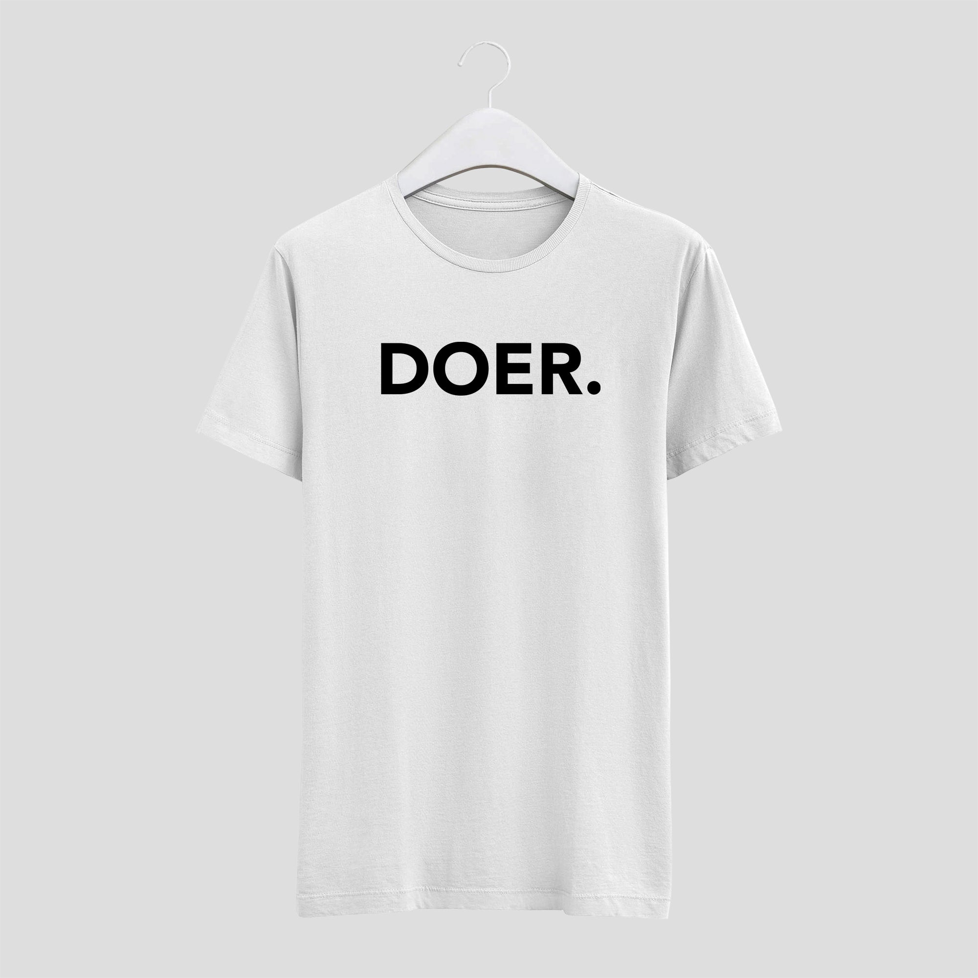 camiseta minimalista doer para los hacedores blanca