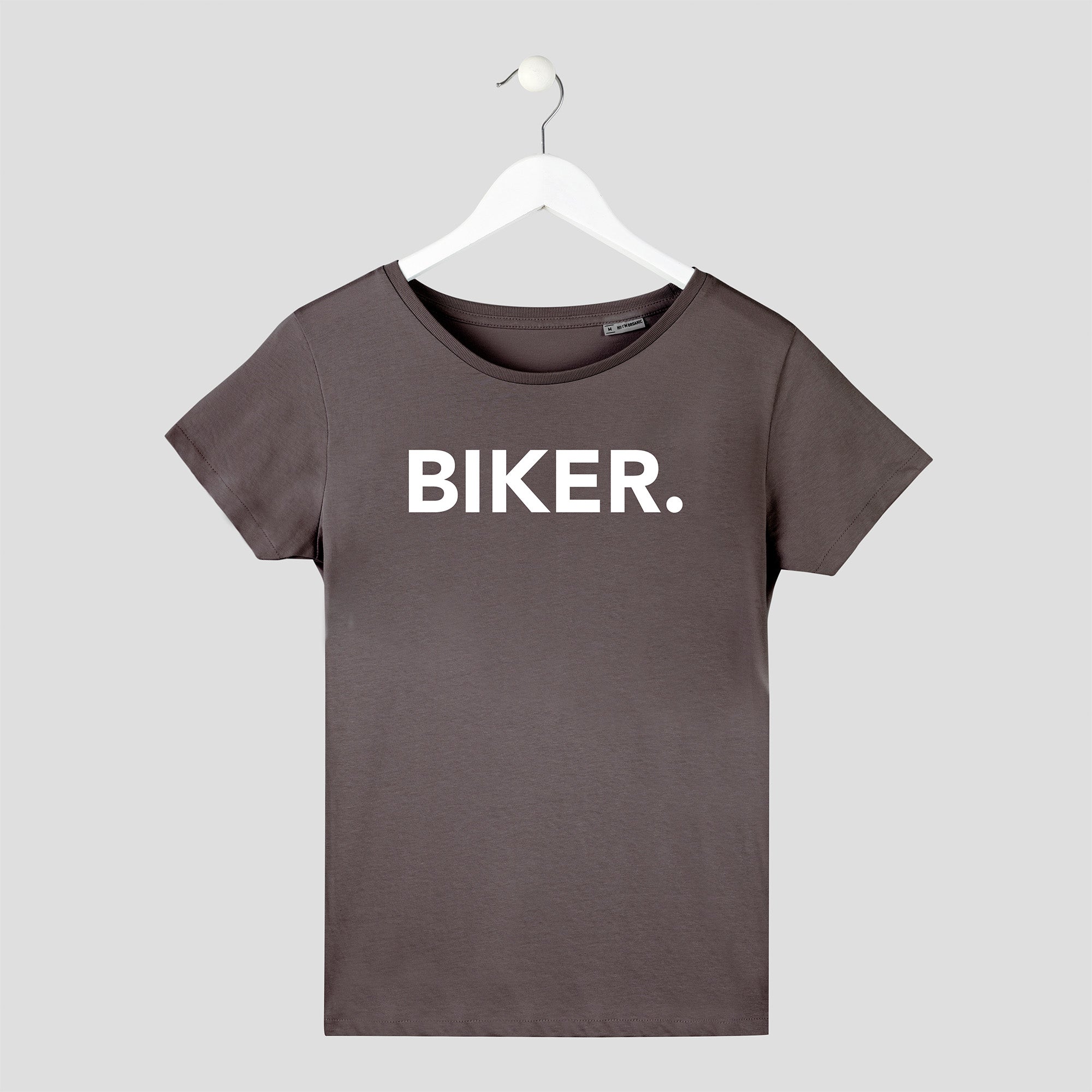 camiseta motera minimalista mujer gris