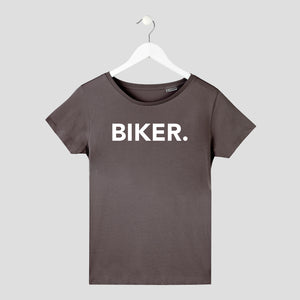 camiseta motera minimalista mujer gris
