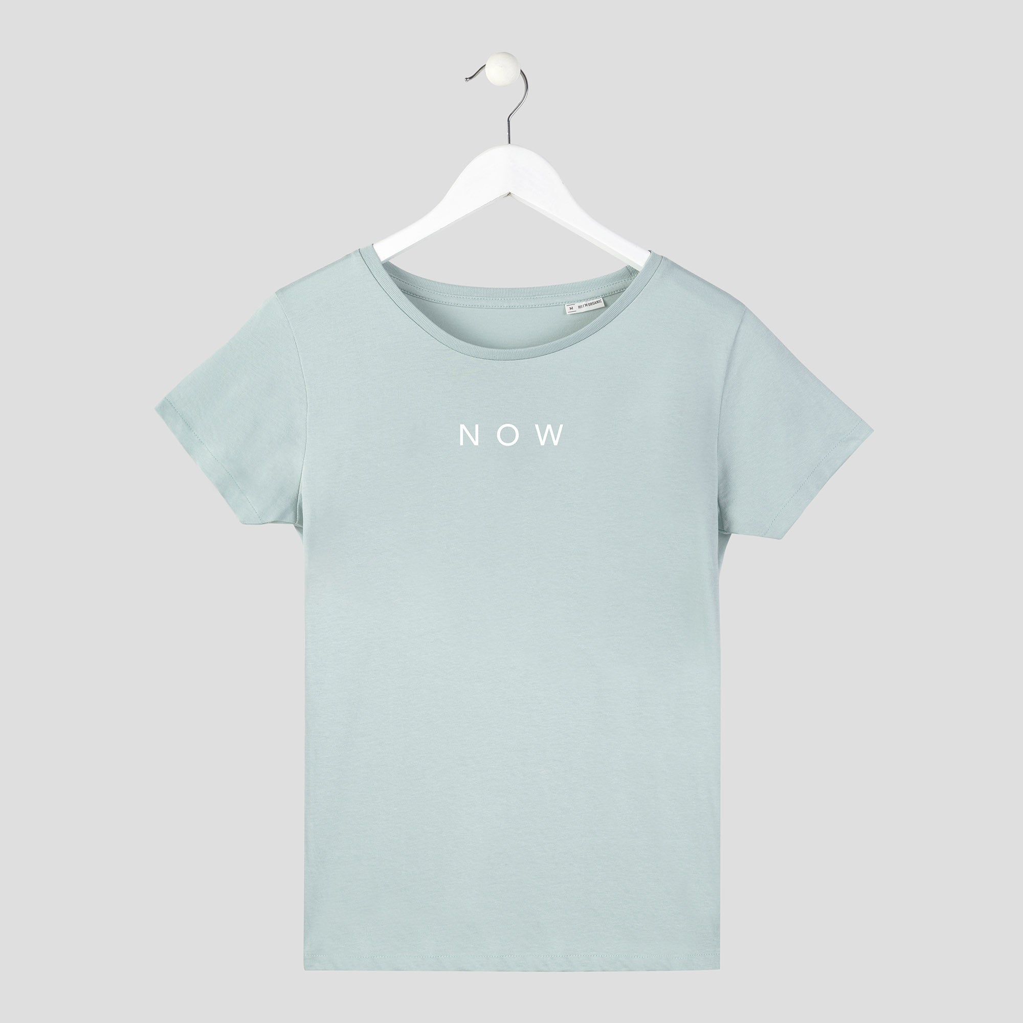 camiseta mindfullness minimalista now verde chica