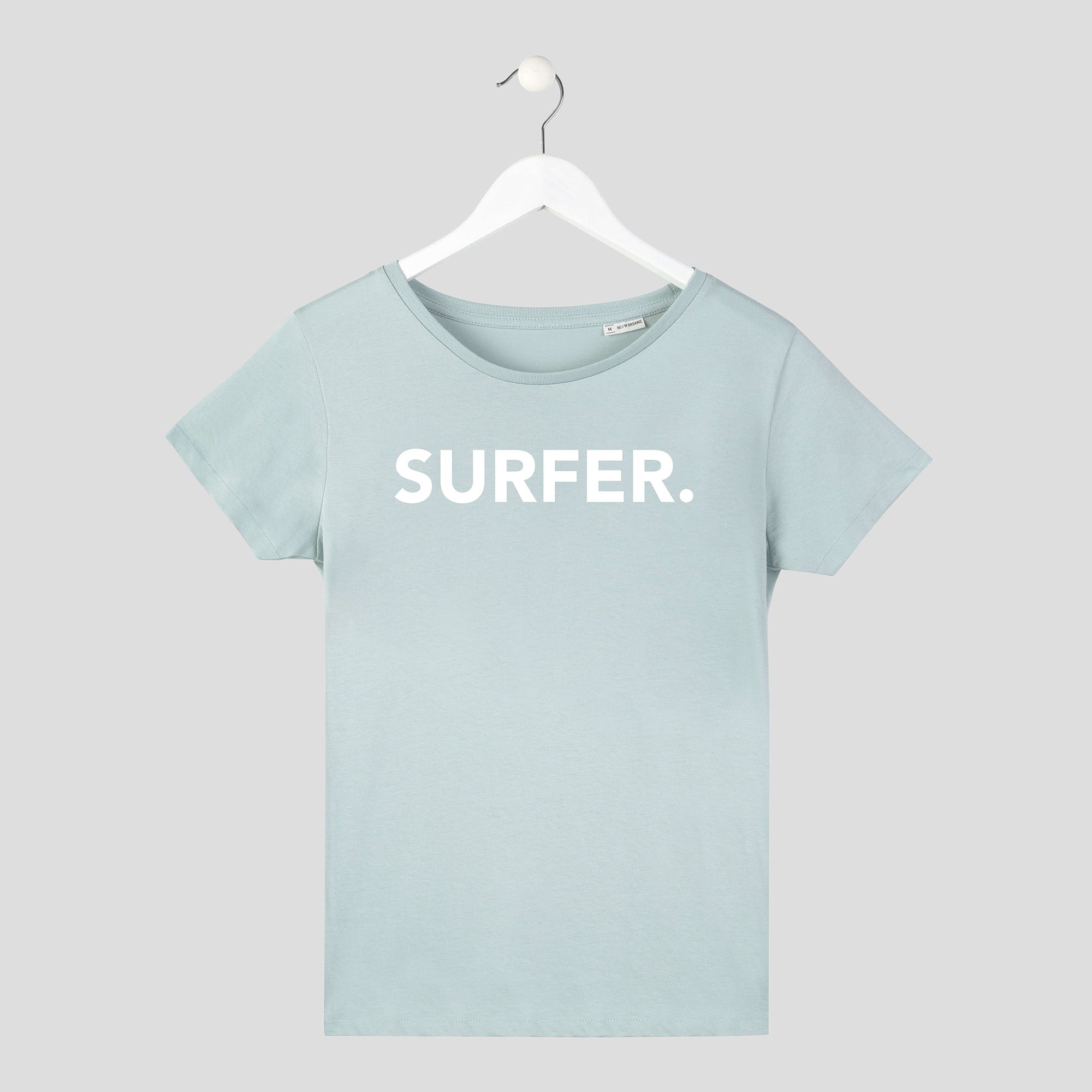 camiseta surf mujer sostenible verde pastel