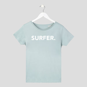 camiseta surf mujer sostenible verde pastel