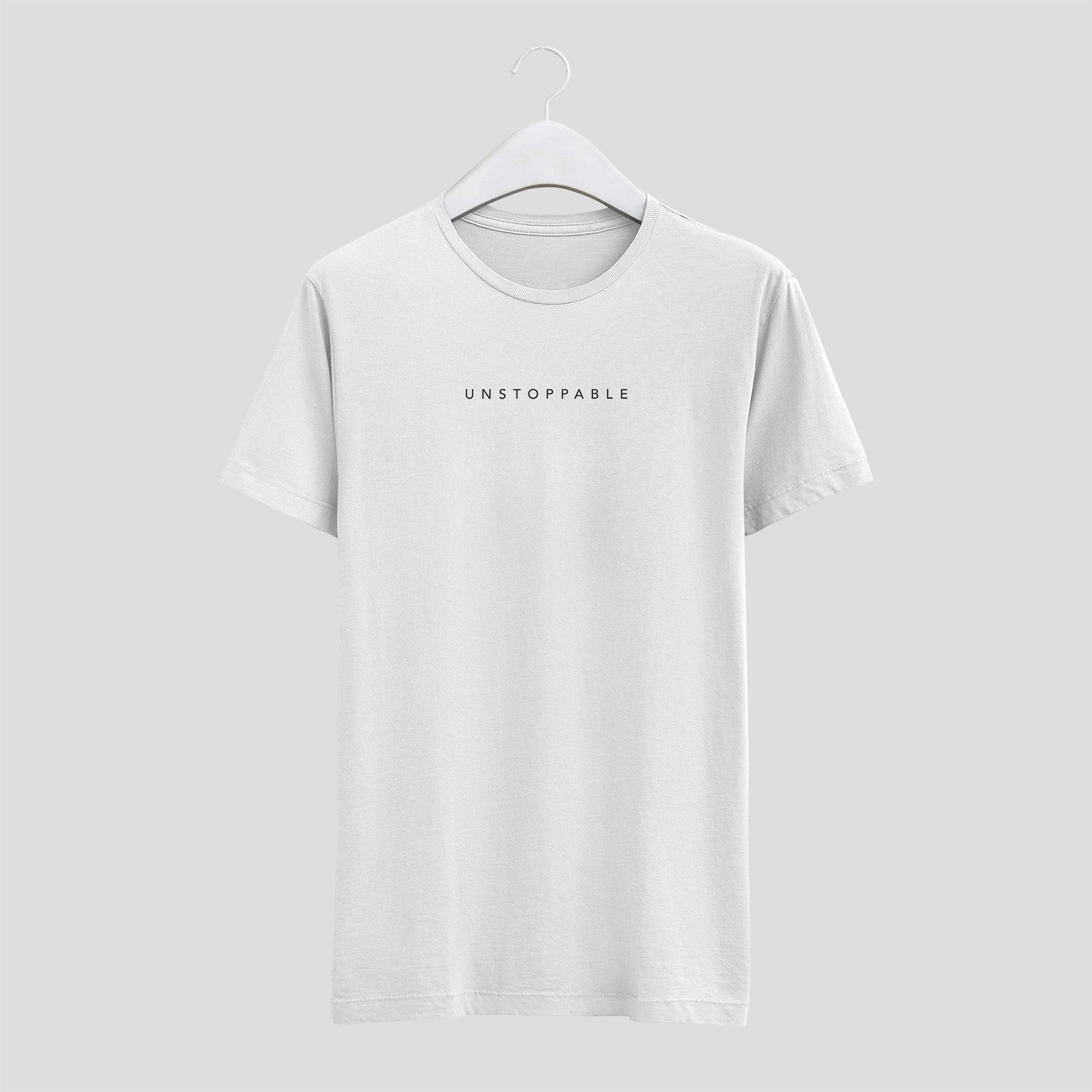 camiseta imparable minimalista unstoppable hombre blanca