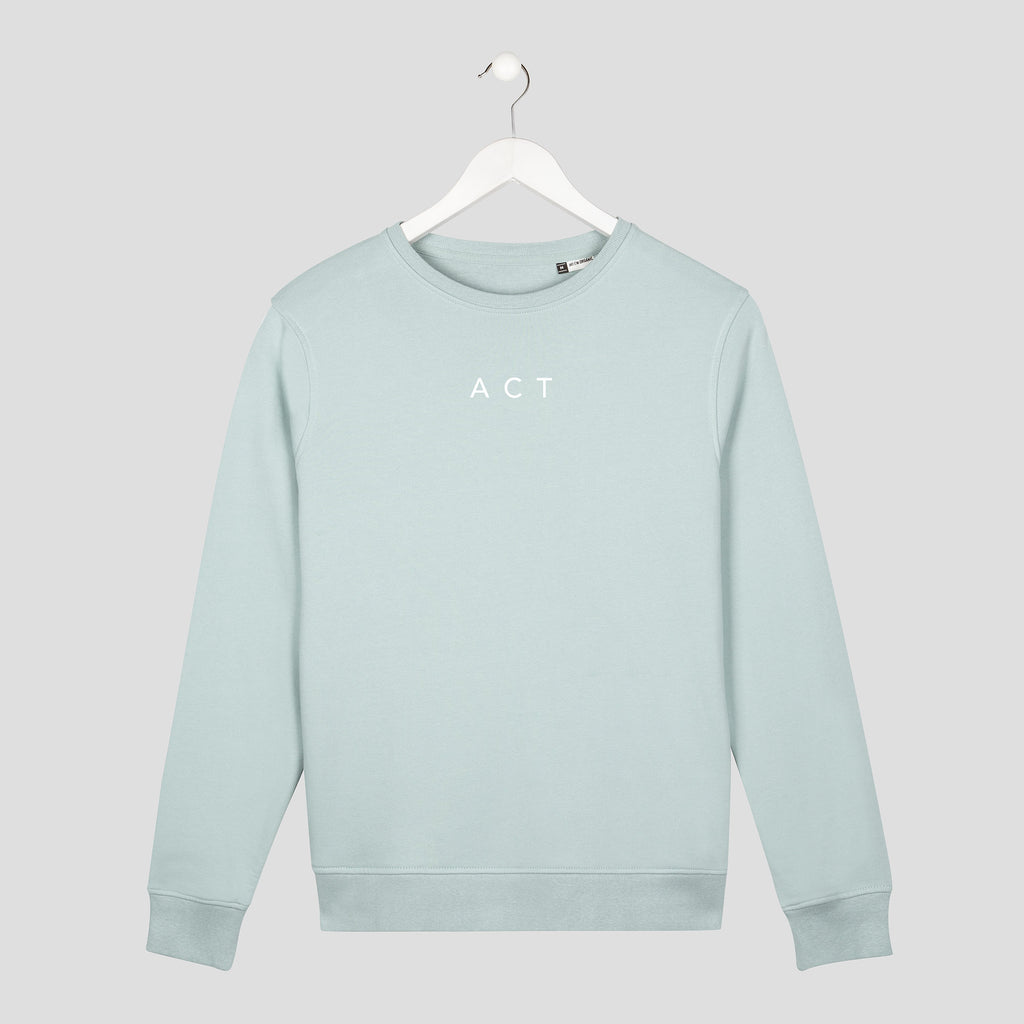 sudadera act now minimalista actúa con letras finas verde unisex