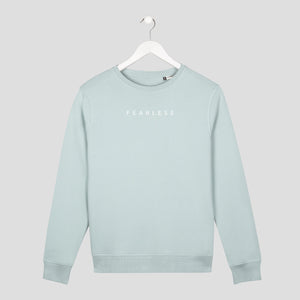 sudadera minimalista fearless sin miedo letras finas unisex verde