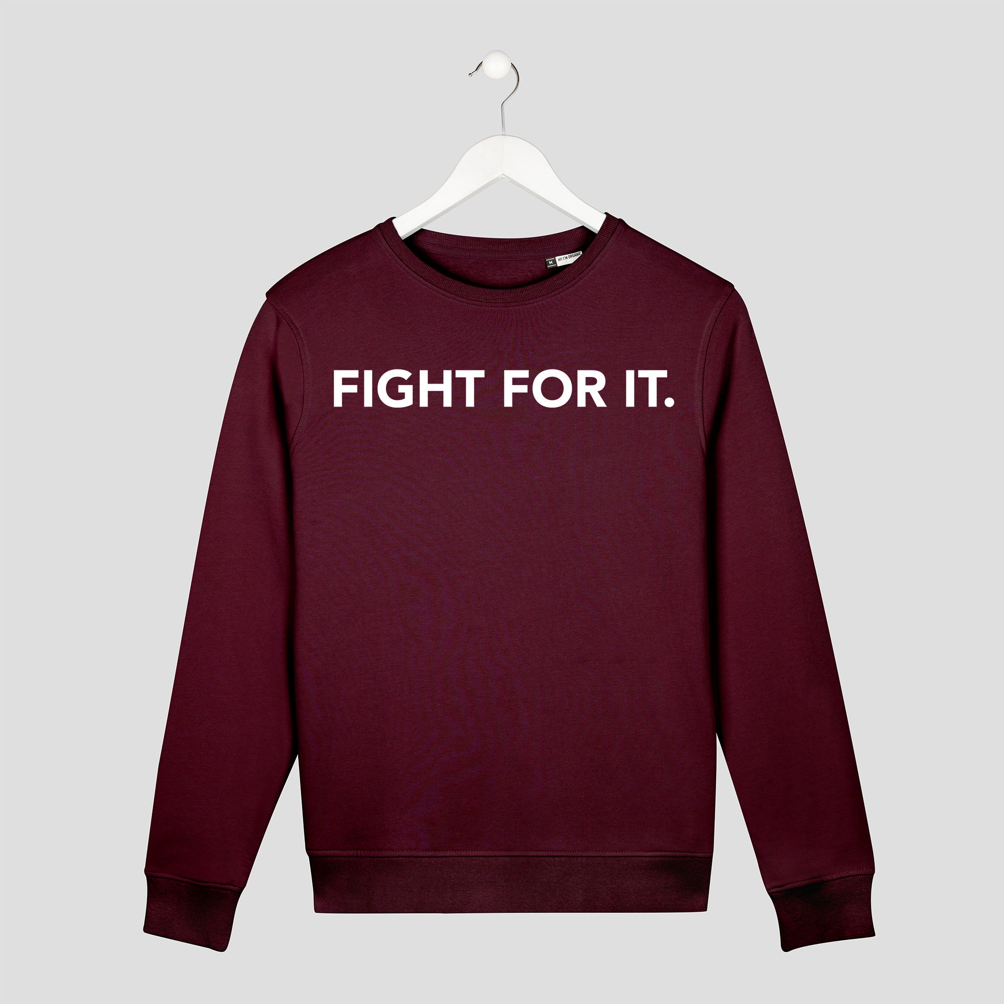 sudadera sin capucha fight for it unisex burdeos