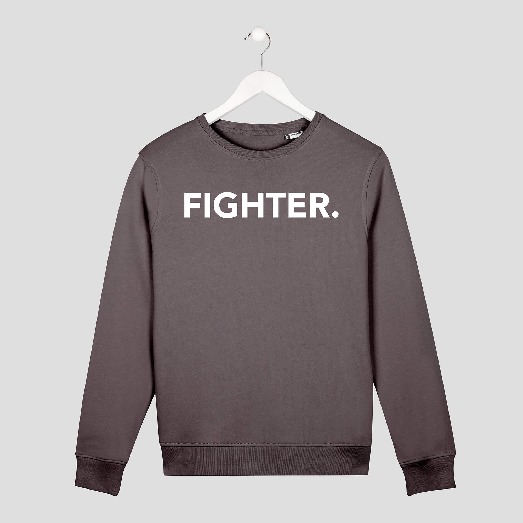 Sudadera minimal fighter color gris frente