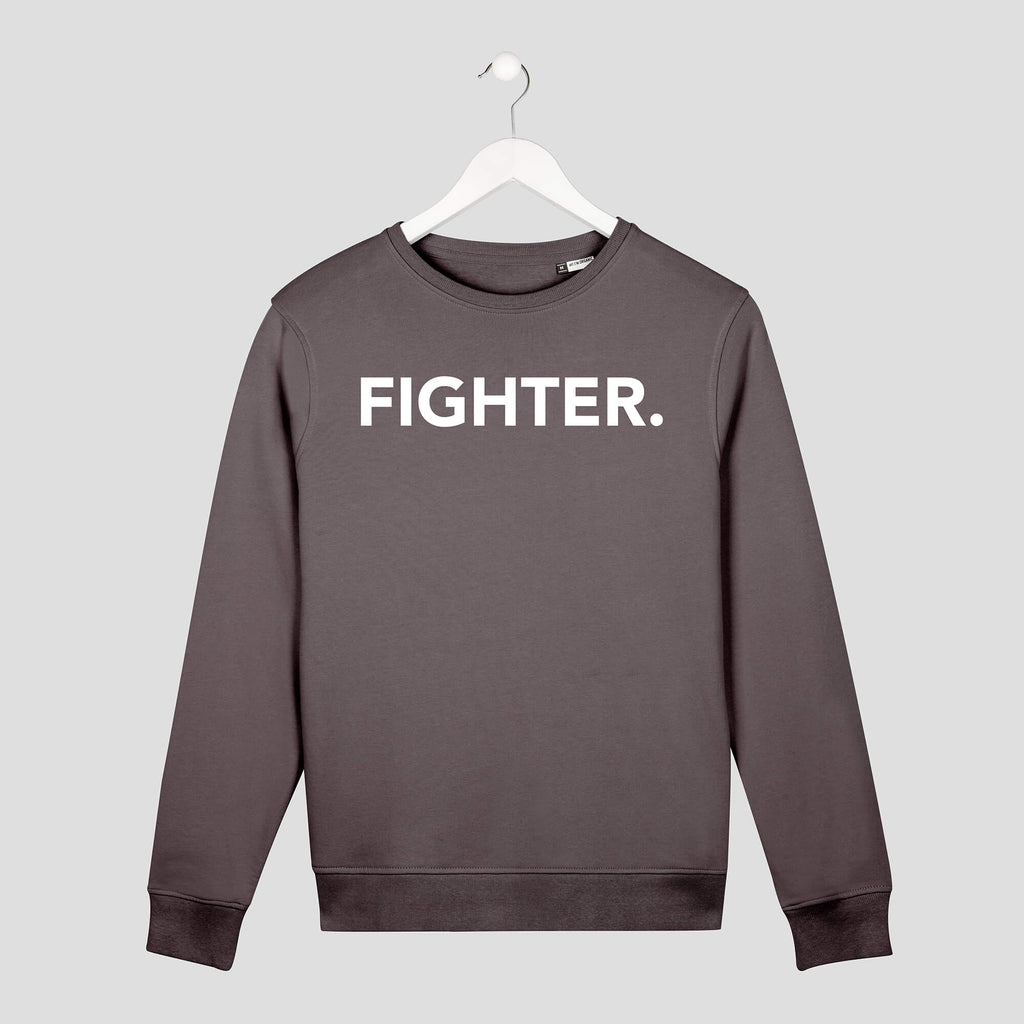 Sudadera minimal fighter color gris frente