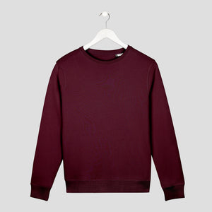 sudadera personalizada color burdeos y letras blancas organica