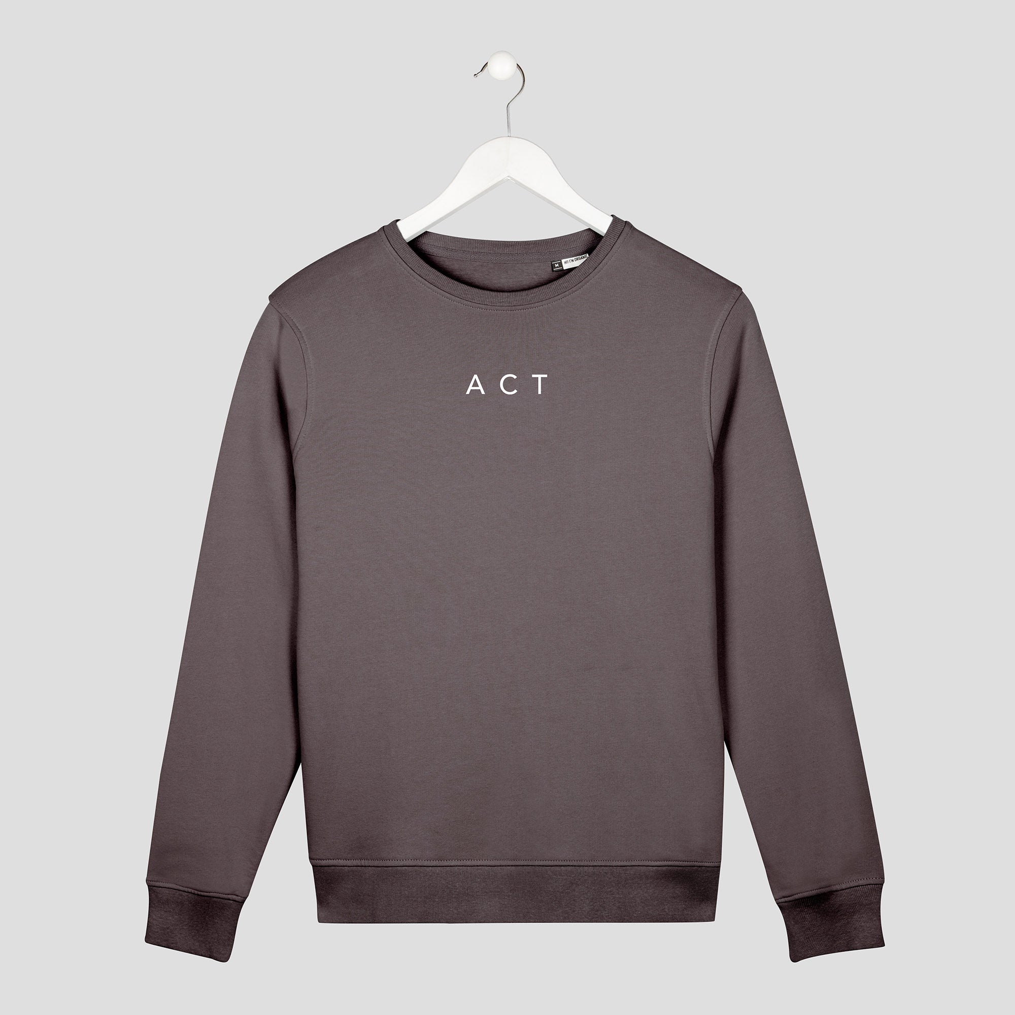 sudadera act now minimalista actúa con letras finas gris unisex