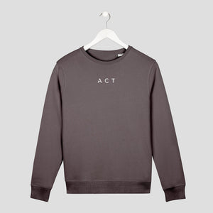 sudadera act now minimalista actúa con letras finas gris unisex