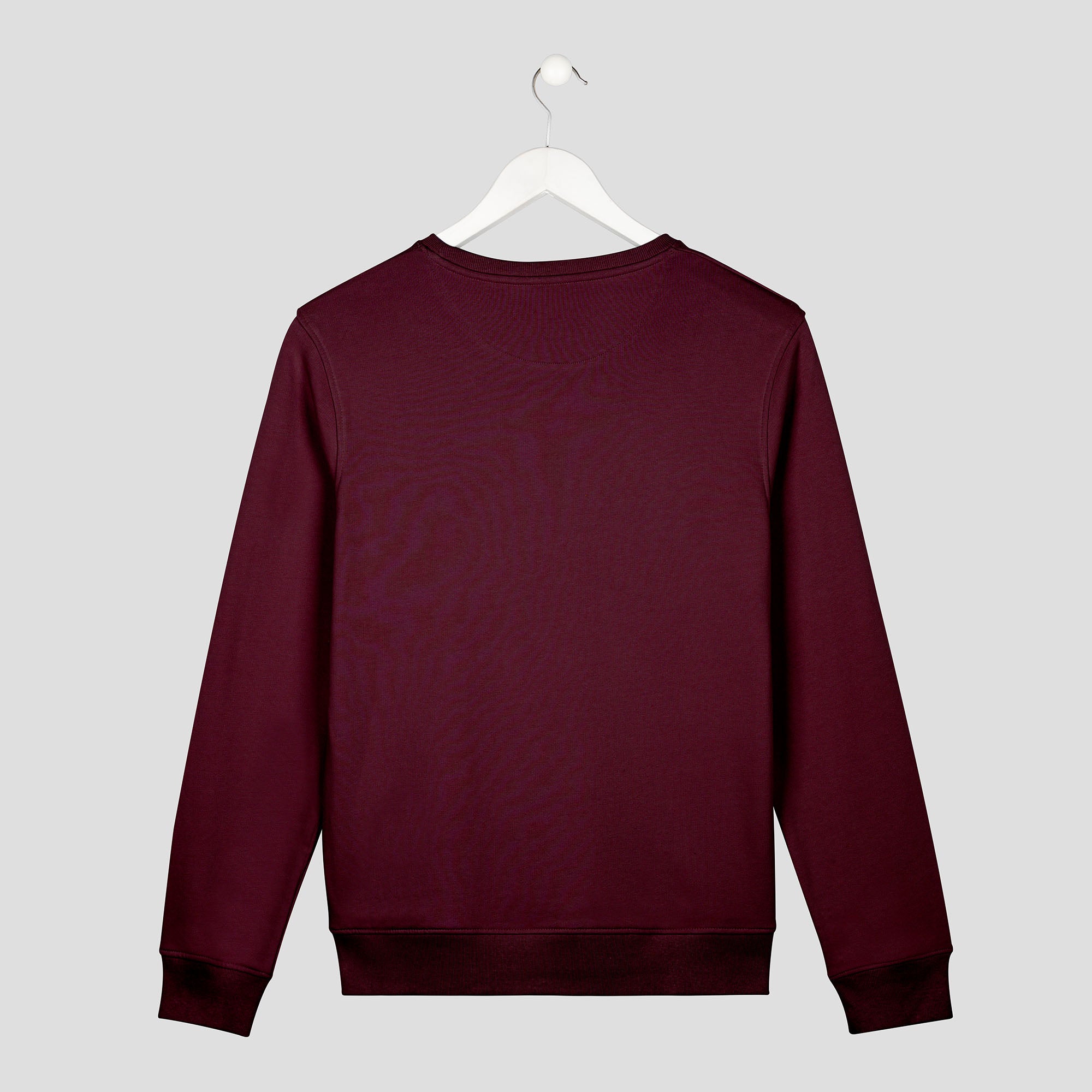 sudadera curiosidad minimal curiosity unisex granate espalda