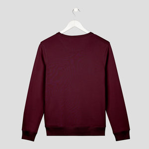 sudadera curiosidad minimal curiosity unisex granate espalda