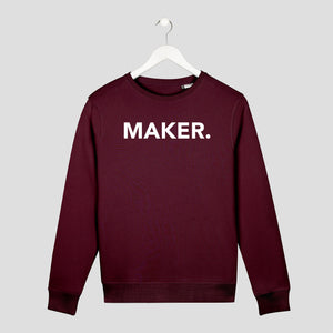 sudadera minimalista maker emprendedores burdeos unisex sin capucha