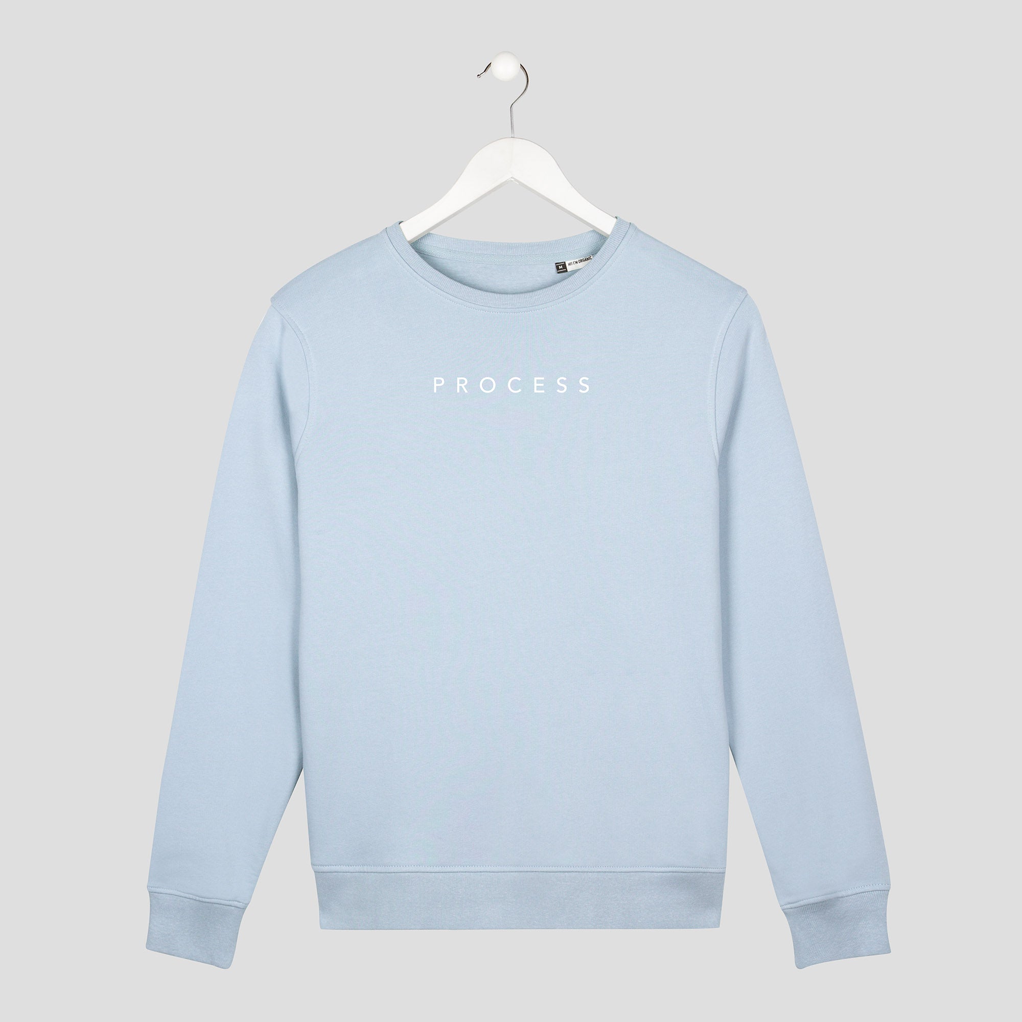 sudadera sin capucha process disfruta el proceso minimal azul unisex