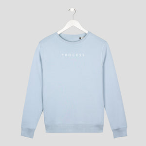 sudadera sin capucha process disfruta el proceso minimal azul unisex