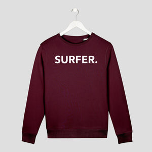 sudadera surf hombre y mujer sostenible burdeos minimalista